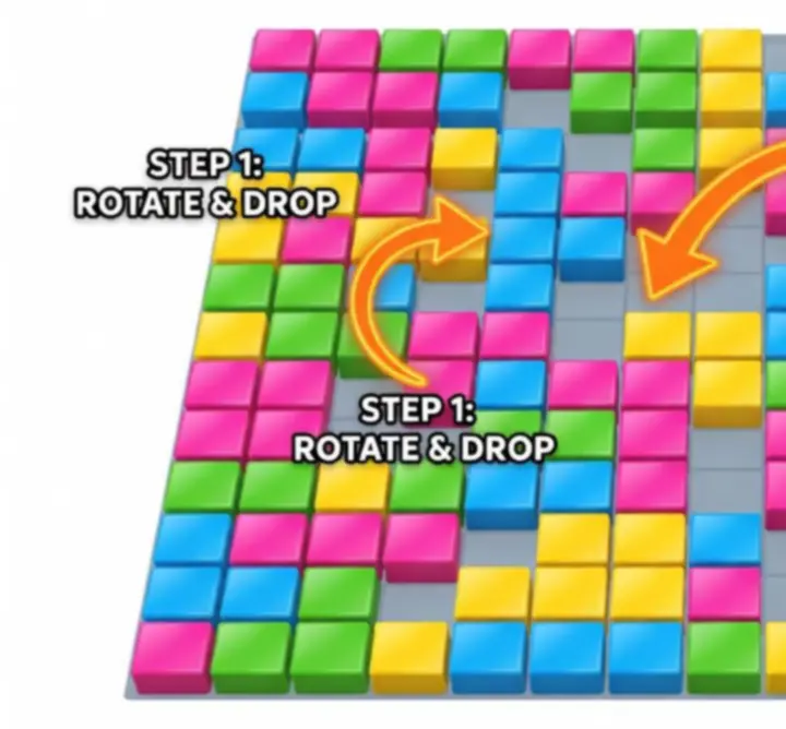 Haladó Block Blast szint végigjátszása vizuális lépésdiagramokkal