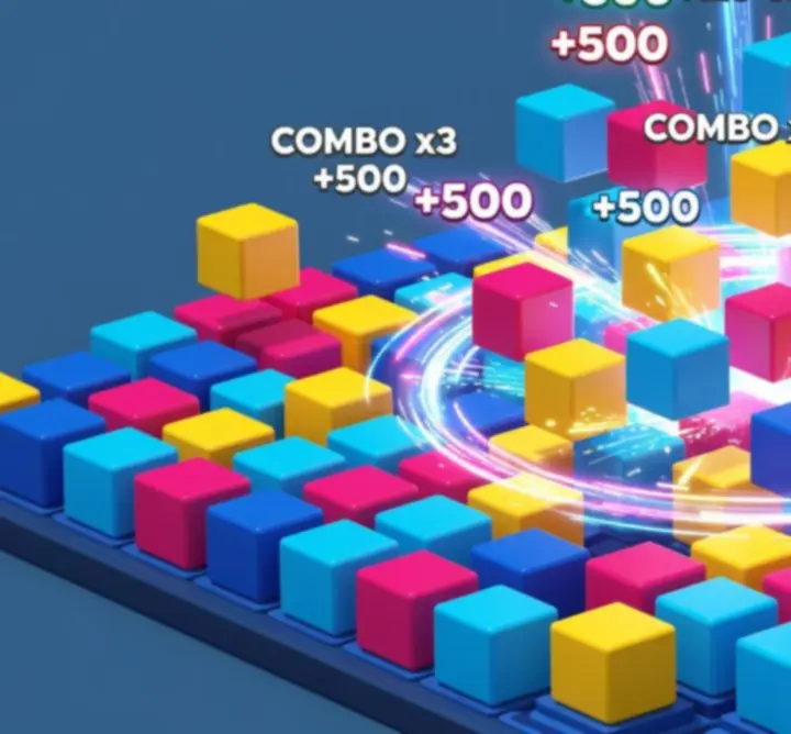 Kombók és láncreakciók látványos törlési animációja Block Blast táblán
